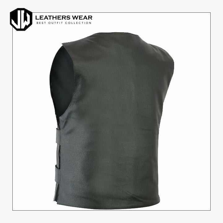 Men Bullet Proof style Leather Motorcycle Vest