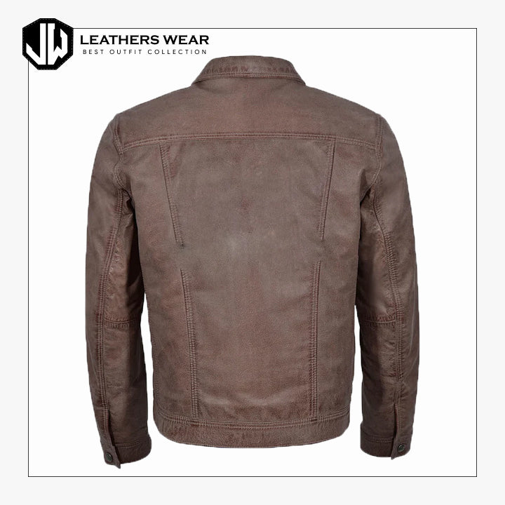 Men's Leather Jacket Distressed Waxing Leathers Wear