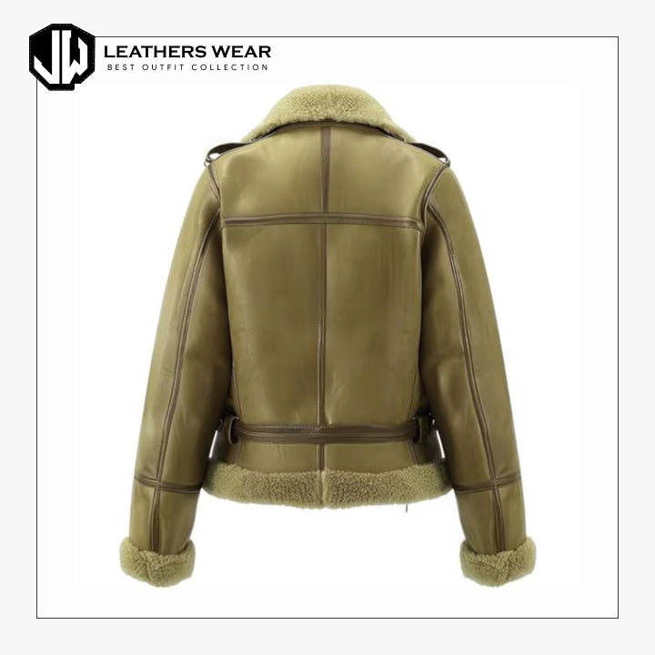 Aviator Green Coat Womens
