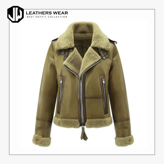 Aviator Green Coat Womens