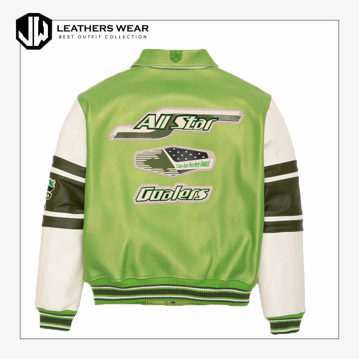 Avirex Green varsity Style jacket Leathers Wear