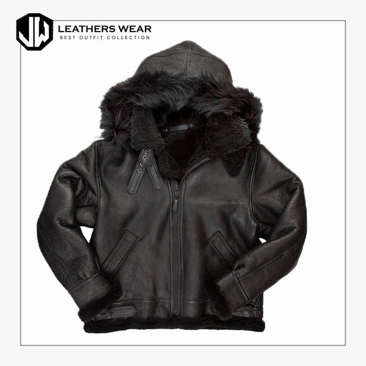 B3 Black Hooded Bomber Jacket