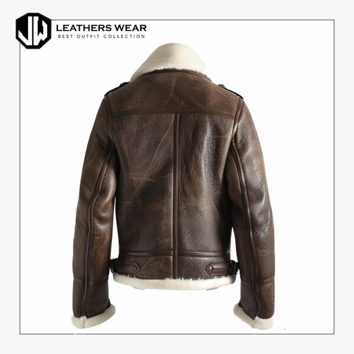 B 3 Sheepskin Leather Bomber Jacket