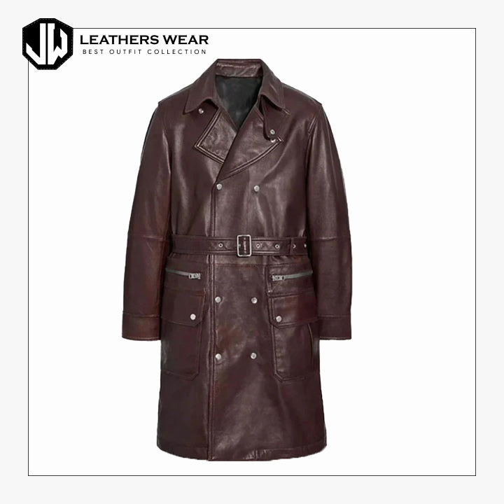 Belted Leather Trench Coat Leathers Wear
