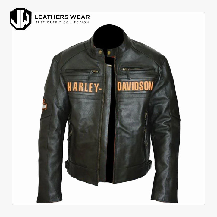 Bill Goldberg Black Harley Davidson Motorcycle Leather Jacket