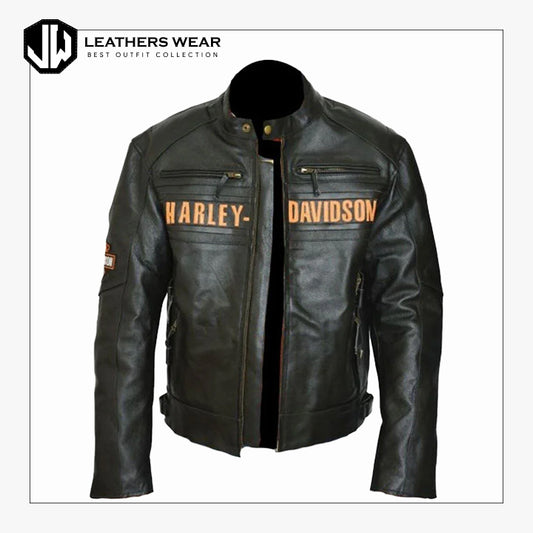 Bill Goldberg Black Harley Davidson Motorcycle Leather Jacket