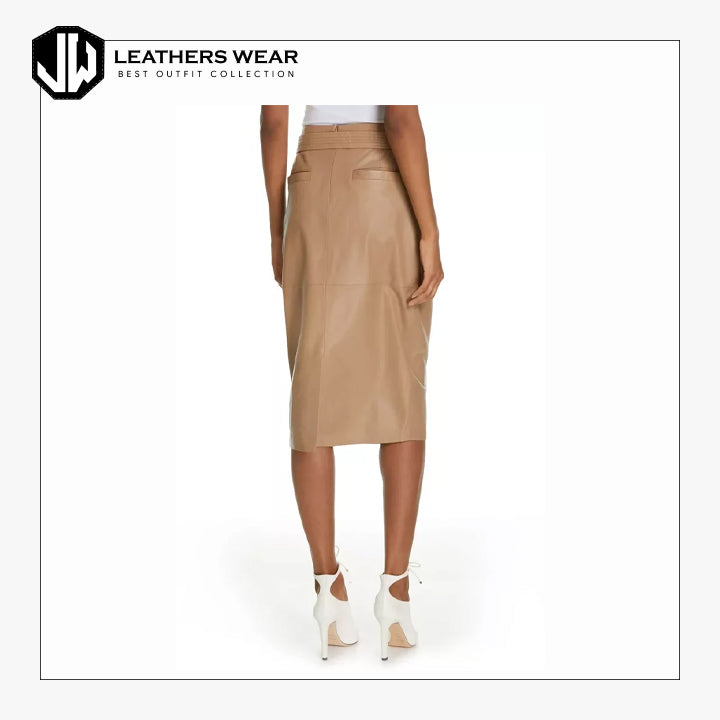 Black Faux Leather Midi Skirt