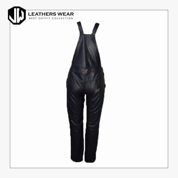 Black Leather Bib Overall