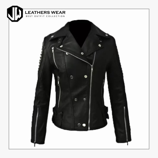Black Leather Biker Jacket Leathers Wear
