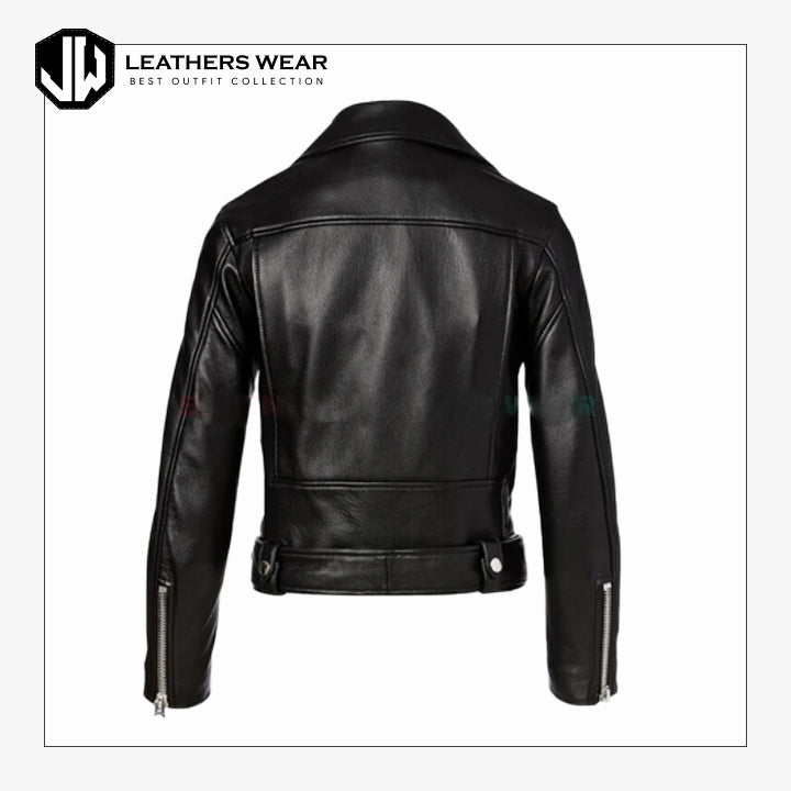 Black Leather Biker Jacket Women Leathers Wear