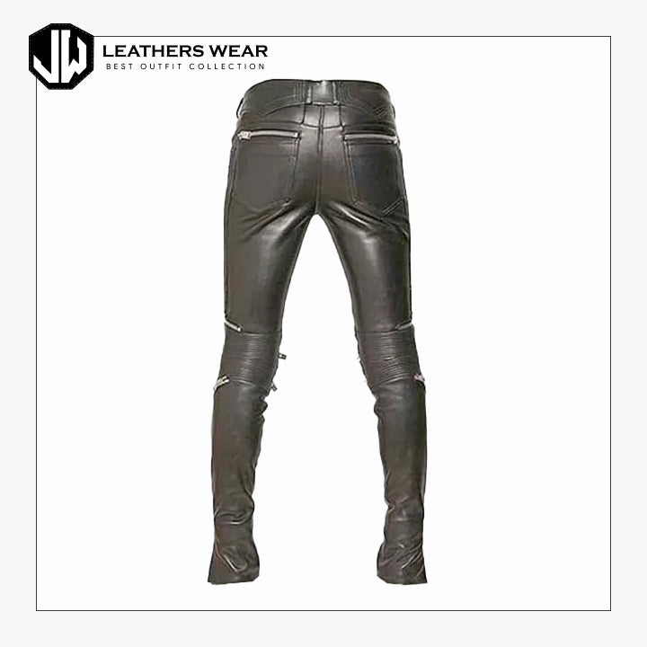 Black Leather Jeans Mens