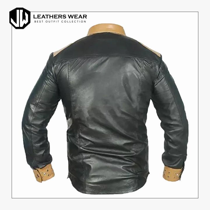 Black Leather Mens Shirt Leathers Wear