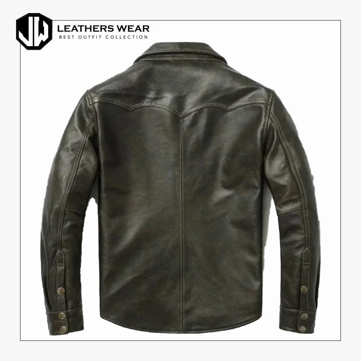 Black Leather Mens Shirt Leathers Wear