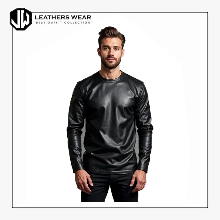 Black Leather Overshirt