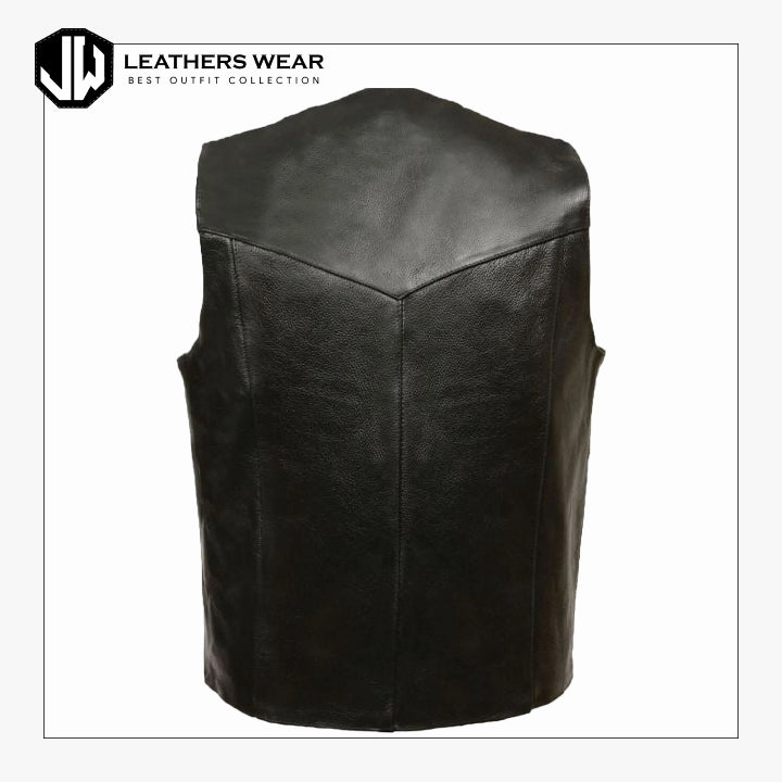 Black Leather Vest Mens Leathers Wear