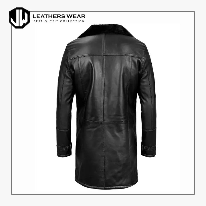 Black Mens long Shearling Coat
