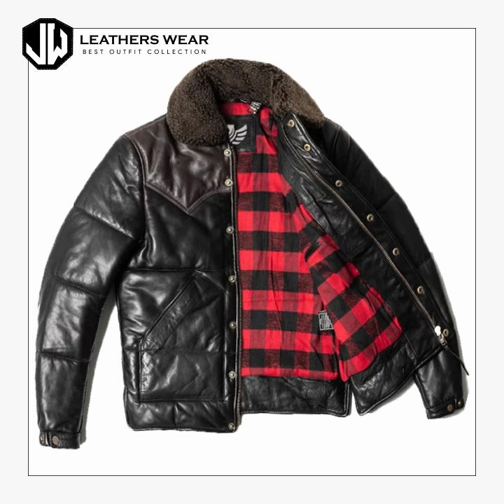 Black Puffer Jacket Leathers Wear