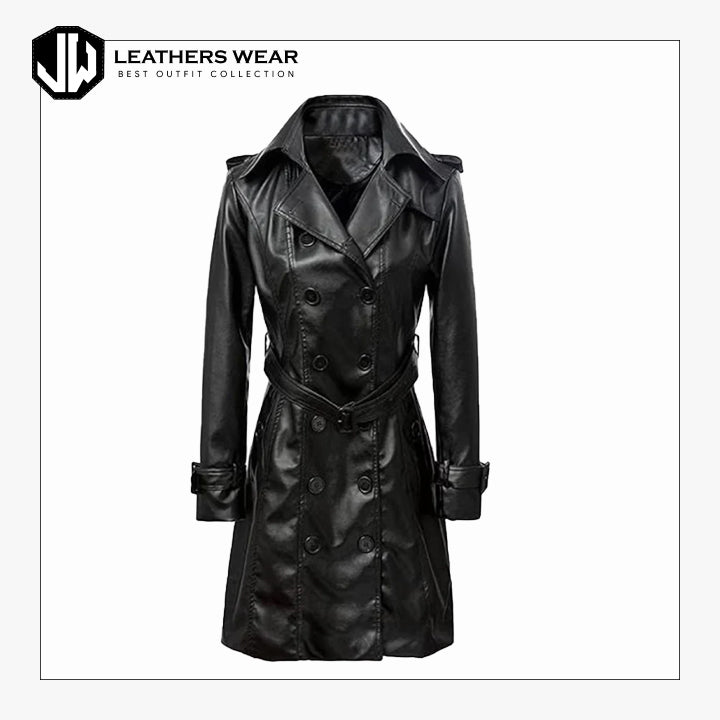 Black Trench Coat Women Leathers Wear