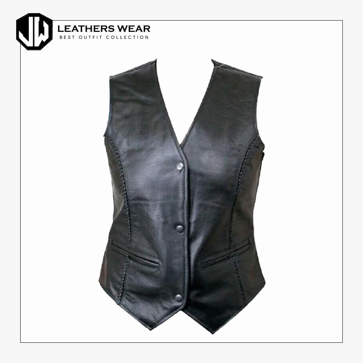 Black Vest Women Leathers Wear