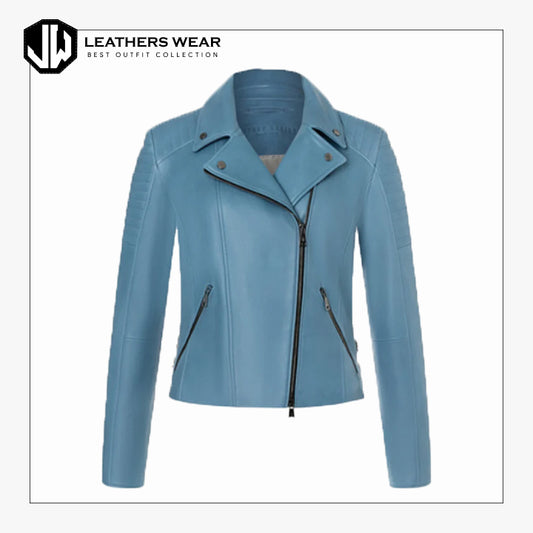 Blue Moto Jacket Womens Leathers Wear