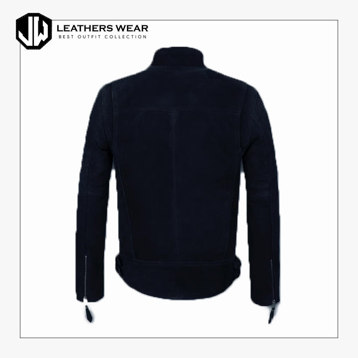 Blue Suede Biker Jacket