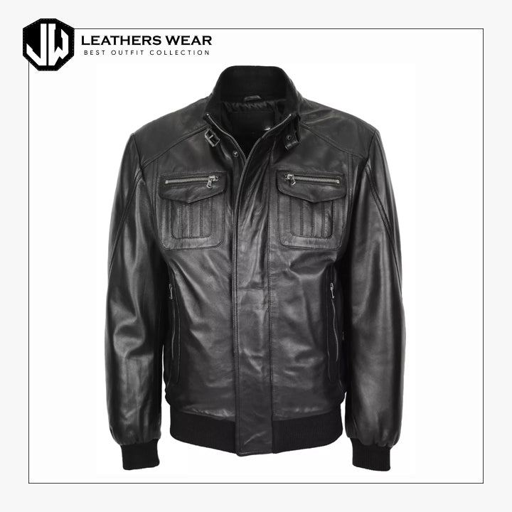 Bomber Style Leather Jacket