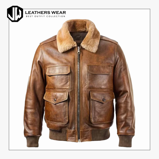 Brown Leather Aviator Jacket Leathers Wear