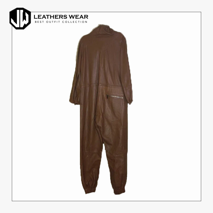 Brown Leather Jumpsuit