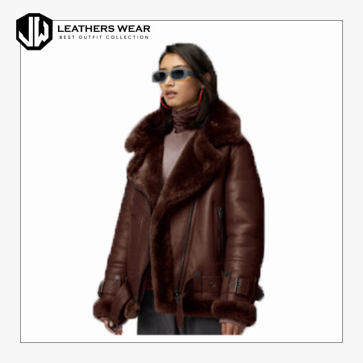 Brown Leather Shearling Jacket Leathers Wear