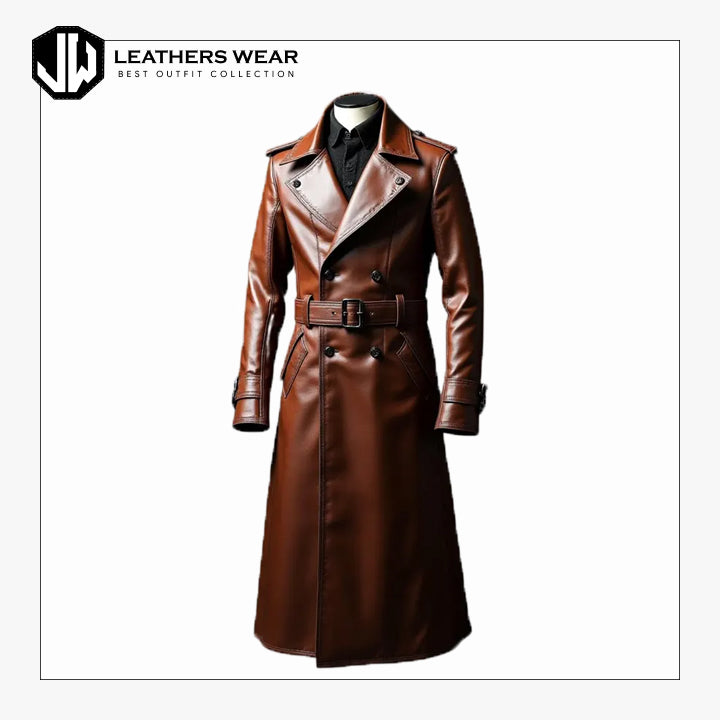 Brown Leather Trench Coat