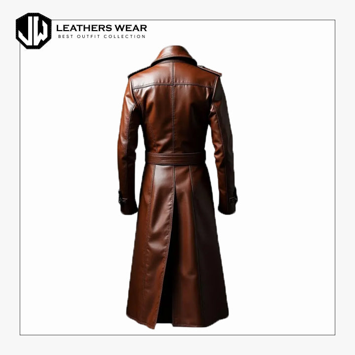 Brown Leather Trench Coat