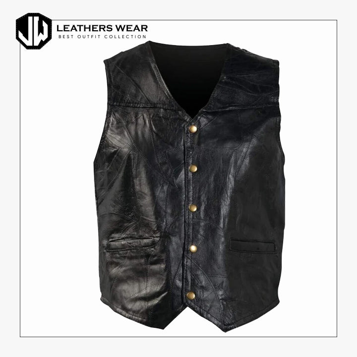 Black Genuine Leather Vest Leathers Wear