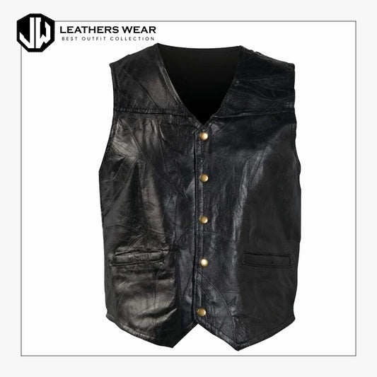 Black Genuine Leather Vest Leathers Wear