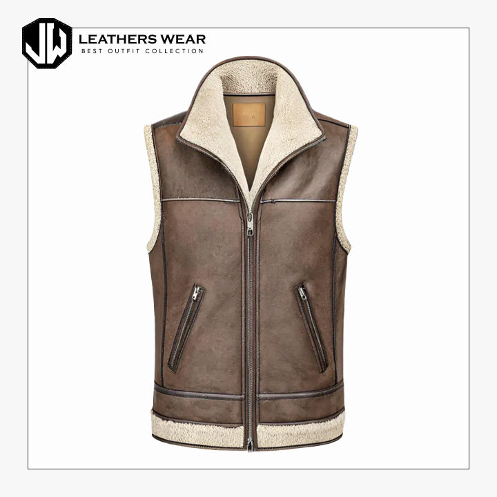 Brown Sheepskin Leather Vest