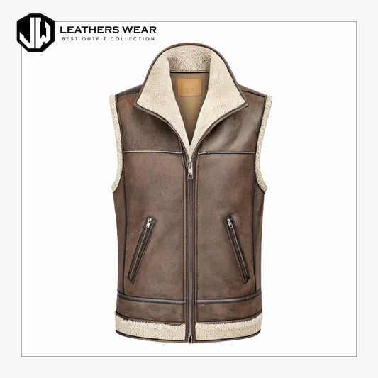 Brown Sheepskin Leather Vest