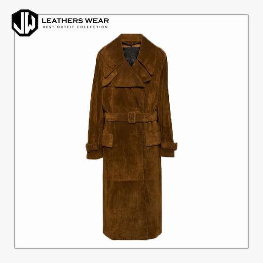 Brown Suede Trench Coat