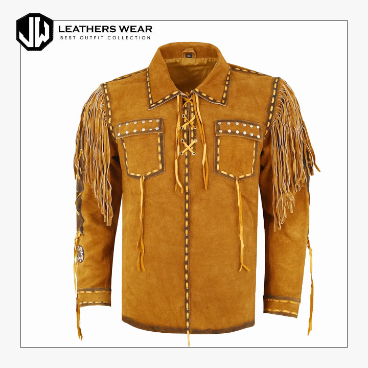 Brown Tan Jacket with Fringes