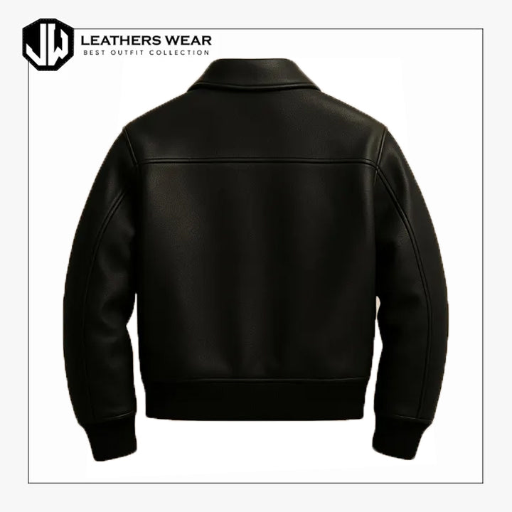 Brown Leather Bomber Jacket