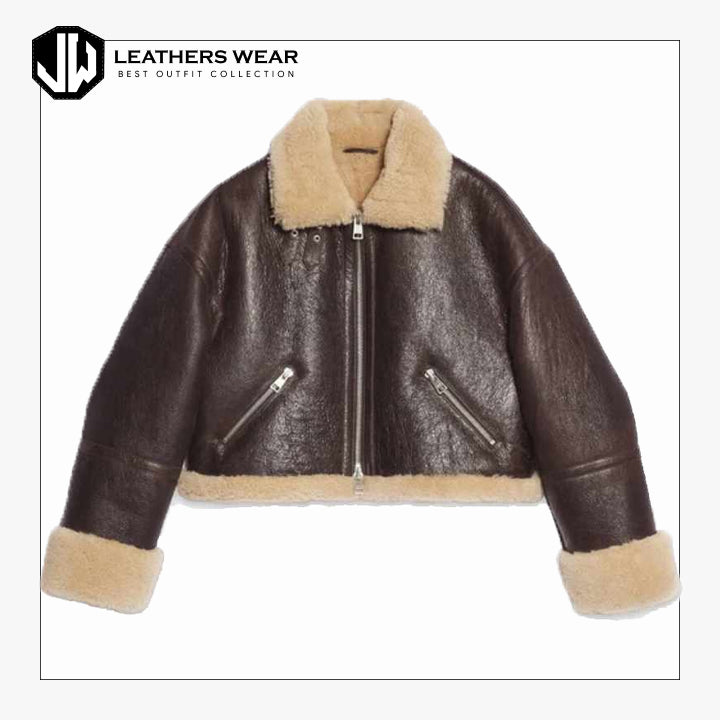 Brown aviator Leather jacket Womens Leathers Wear