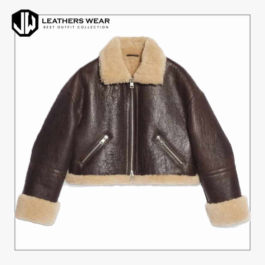 Brown aviator Leather jacket Womens Leathers Wear