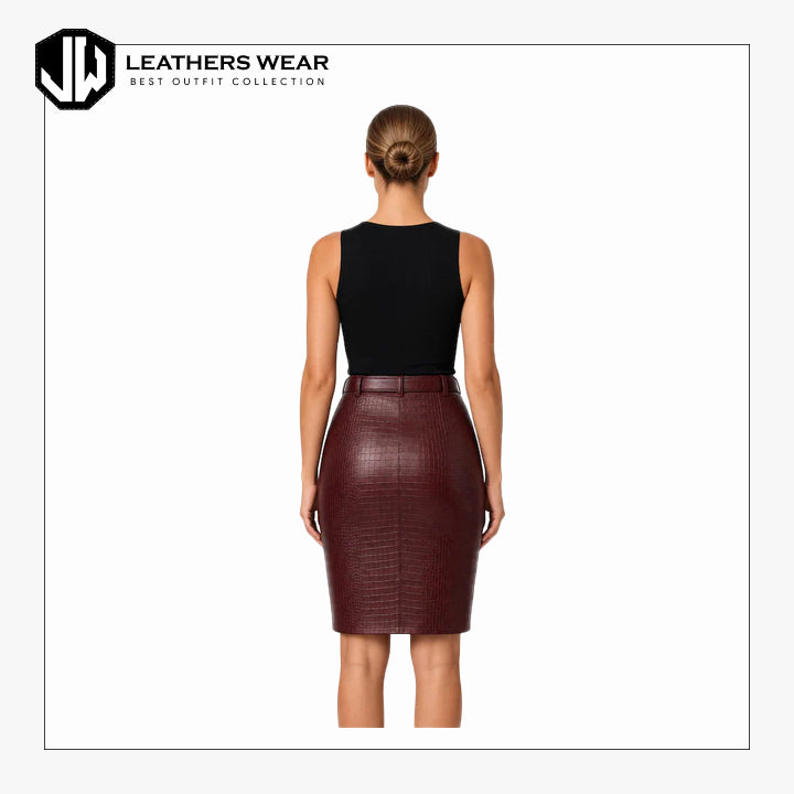 Burgundy Leather Skirt