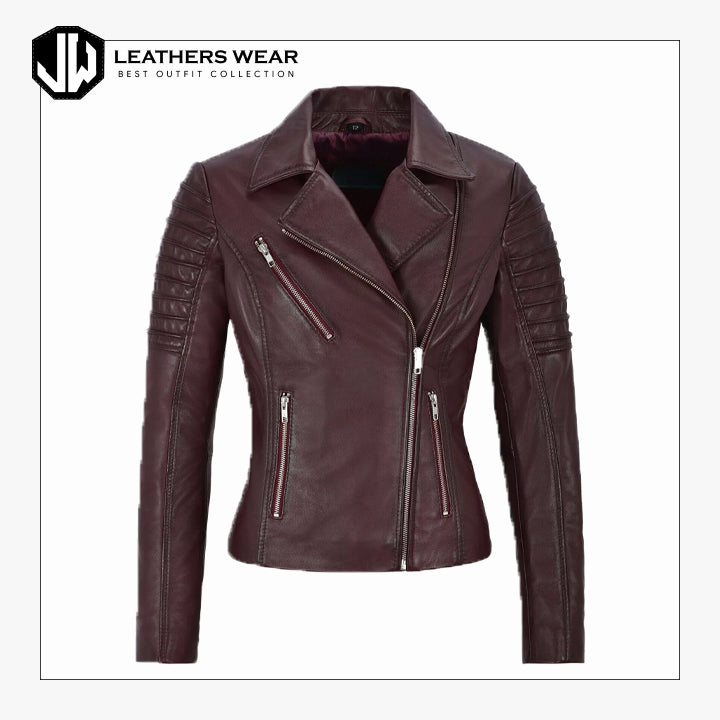 Burgundy Womens Leather Jacket