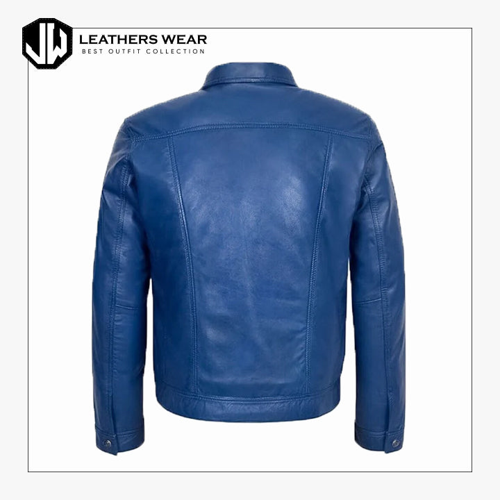 Dark Blue Trucker Jacket Leathers Wear