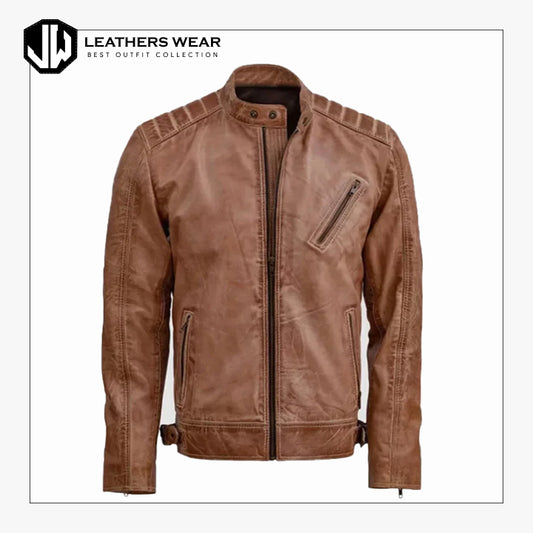 Distressed Biker Jacket Leathers Wear