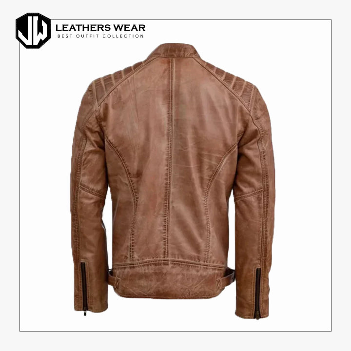 Distressed Biker Jacket Leathers Wear