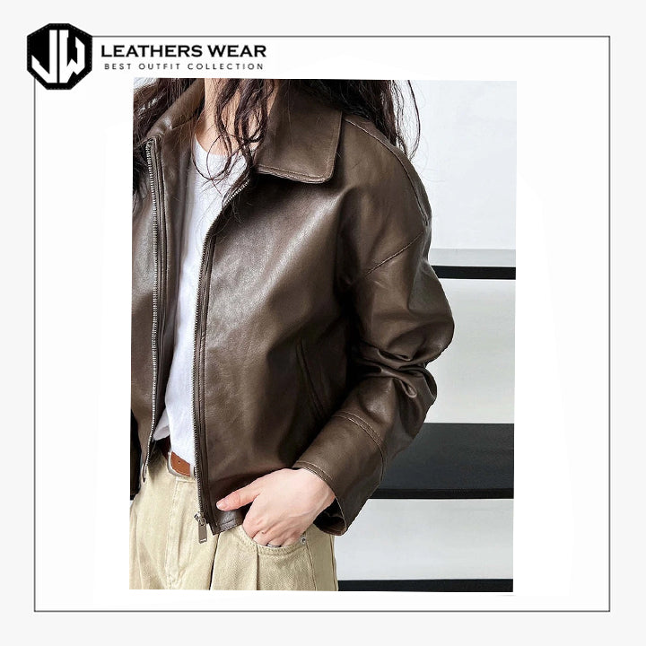 Distressed Brown Real Leather Jacket