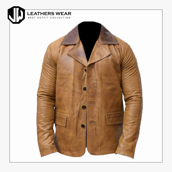 Distressed Leather Blazer Leathers Wear