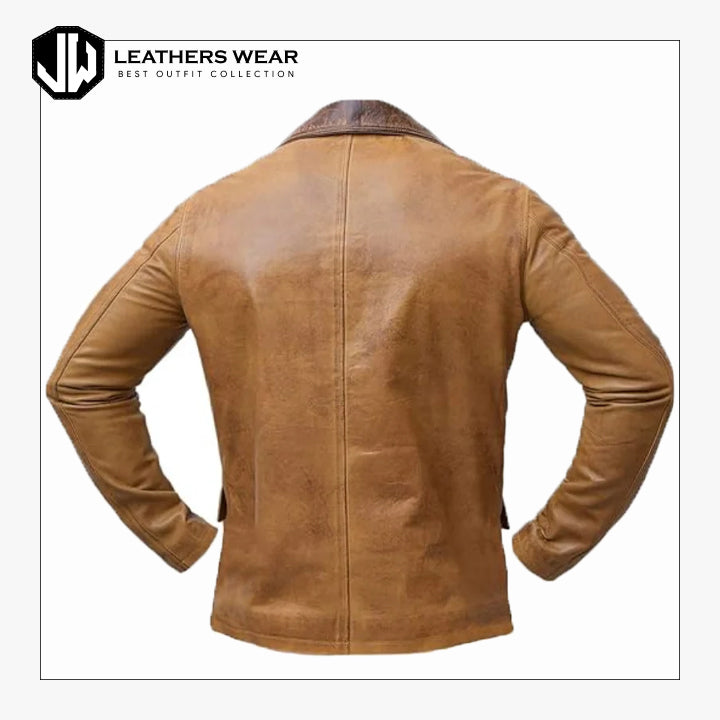 Distressed Leather Blazer Leathers Wear