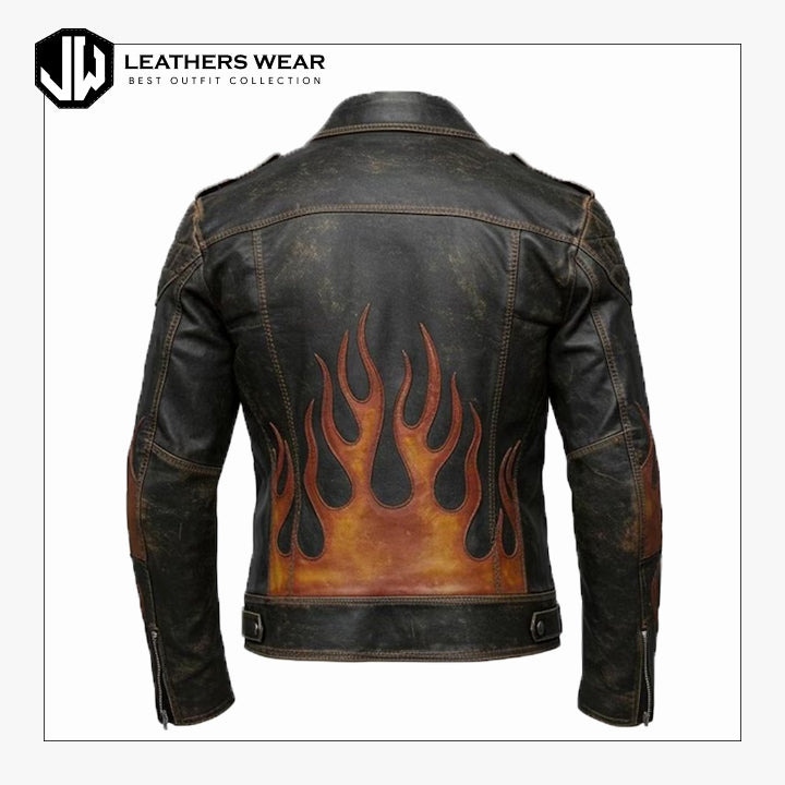 Distressed Leather Moto Jacket