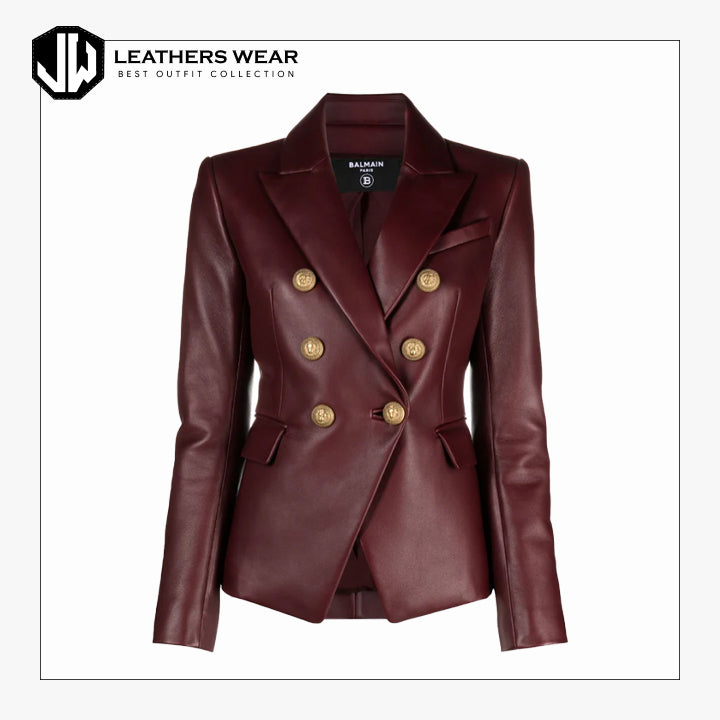 Double Breasted Leather Blazer Leathers Wear